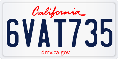 CA license plate 6VAT735