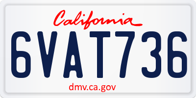 CA license plate 6VAT736