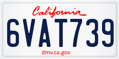 CA license plate 6VAT739