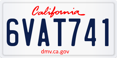 CA license plate 6VAT741
