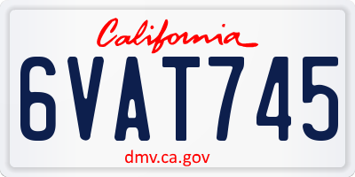 CA license plate 6VAT745