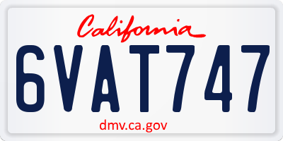 CA license plate 6VAT747