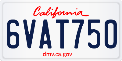 CA license plate 6VAT750