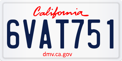 CA license plate 6VAT751