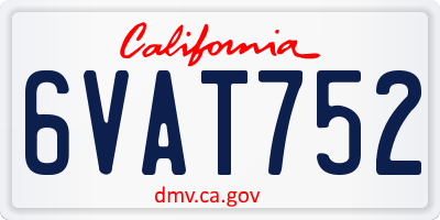 CA license plate 6VAT752