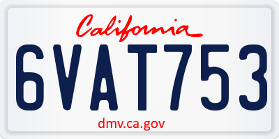 CA license plate 6VAT753