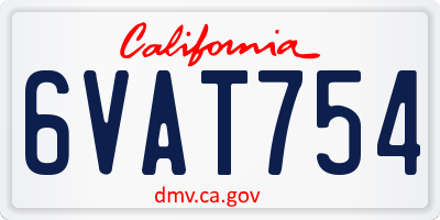 CA license plate 6VAT754