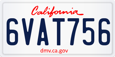 CA license plate 6VAT756