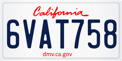 CA license plate 6VAT758