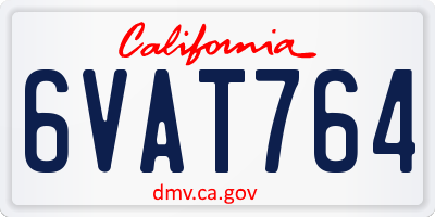 CA license plate 6VAT764