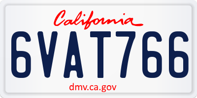 CA license plate 6VAT766