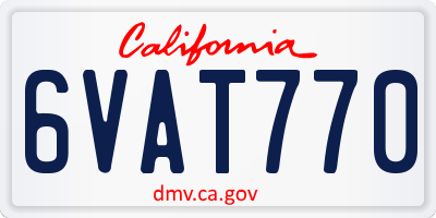 CA license plate 6VAT770