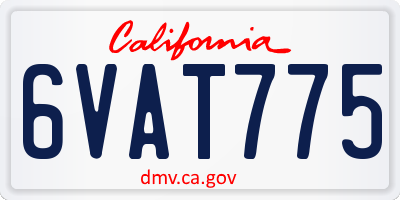 CA license plate 6VAT775