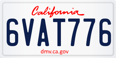 CA license plate 6VAT776