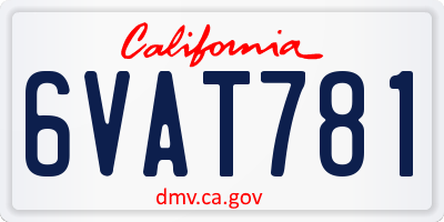 CA license plate 6VAT781