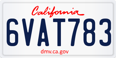 CA license plate 6VAT783
