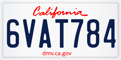 CA license plate 6VAT784