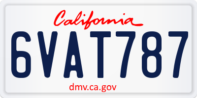 CA license plate 6VAT787