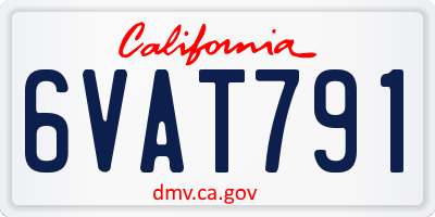 CA license plate 6VAT791