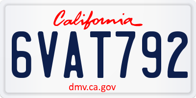 CA license plate 6VAT792