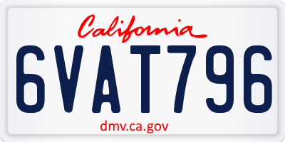 CA license plate 6VAT796