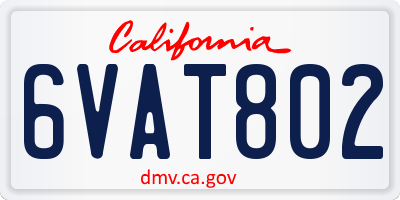 CA license plate 6VAT802