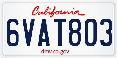 CA license plate 6VAT803