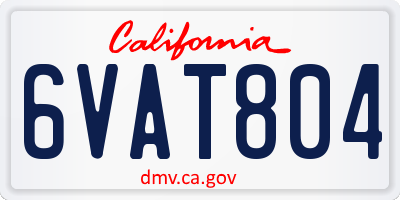 CA license plate 6VAT804