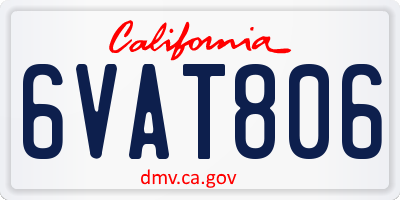 CA license plate 6VAT806