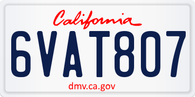 CA license plate 6VAT807