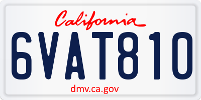 CA license plate 6VAT810
