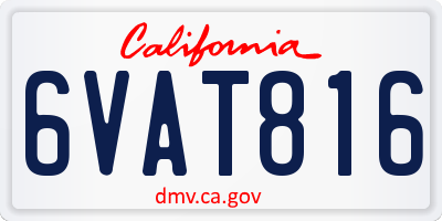 CA license plate 6VAT816