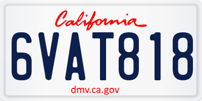 CA license plate 6VAT818