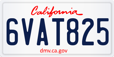 CA license plate 6VAT825