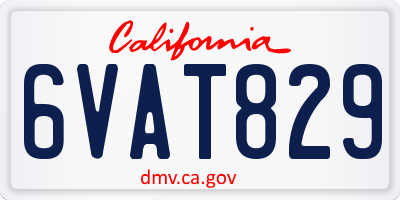 CA license plate 6VAT829