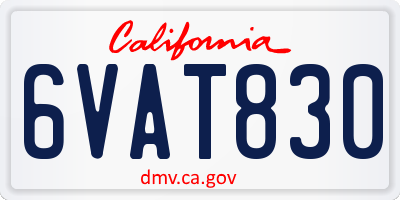 CA license plate 6VAT830
