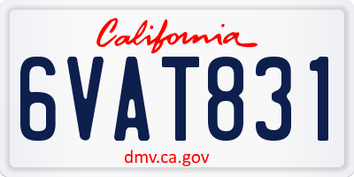 CA license plate 6VAT831