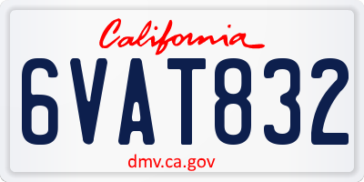 CA license plate 6VAT832