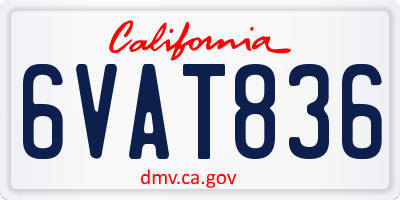 CA license plate 6VAT836
