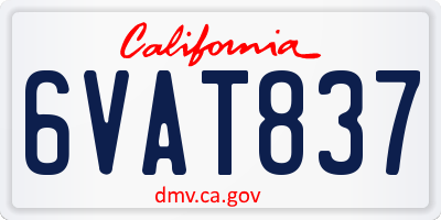 CA license plate 6VAT837