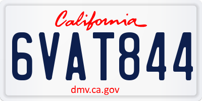CA license plate 6VAT844