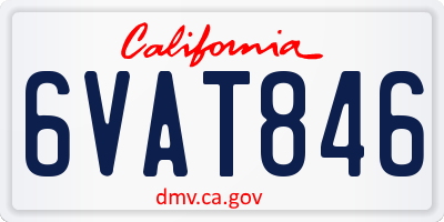 CA license plate 6VAT846