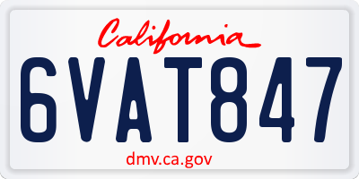 CA license plate 6VAT847