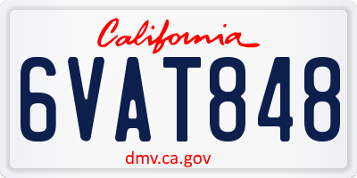 CA license plate 6VAT848