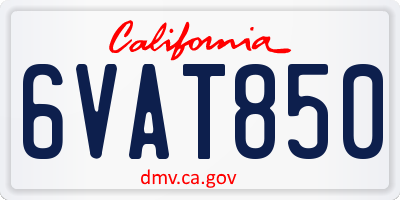 CA license plate 6VAT850