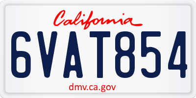 CA license plate 6VAT854