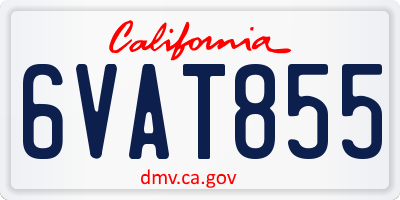 CA license plate 6VAT855
