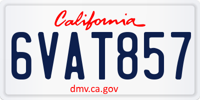 CA license plate 6VAT857