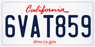 CA license plate 6VAT859