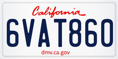 CA license plate 6VAT860